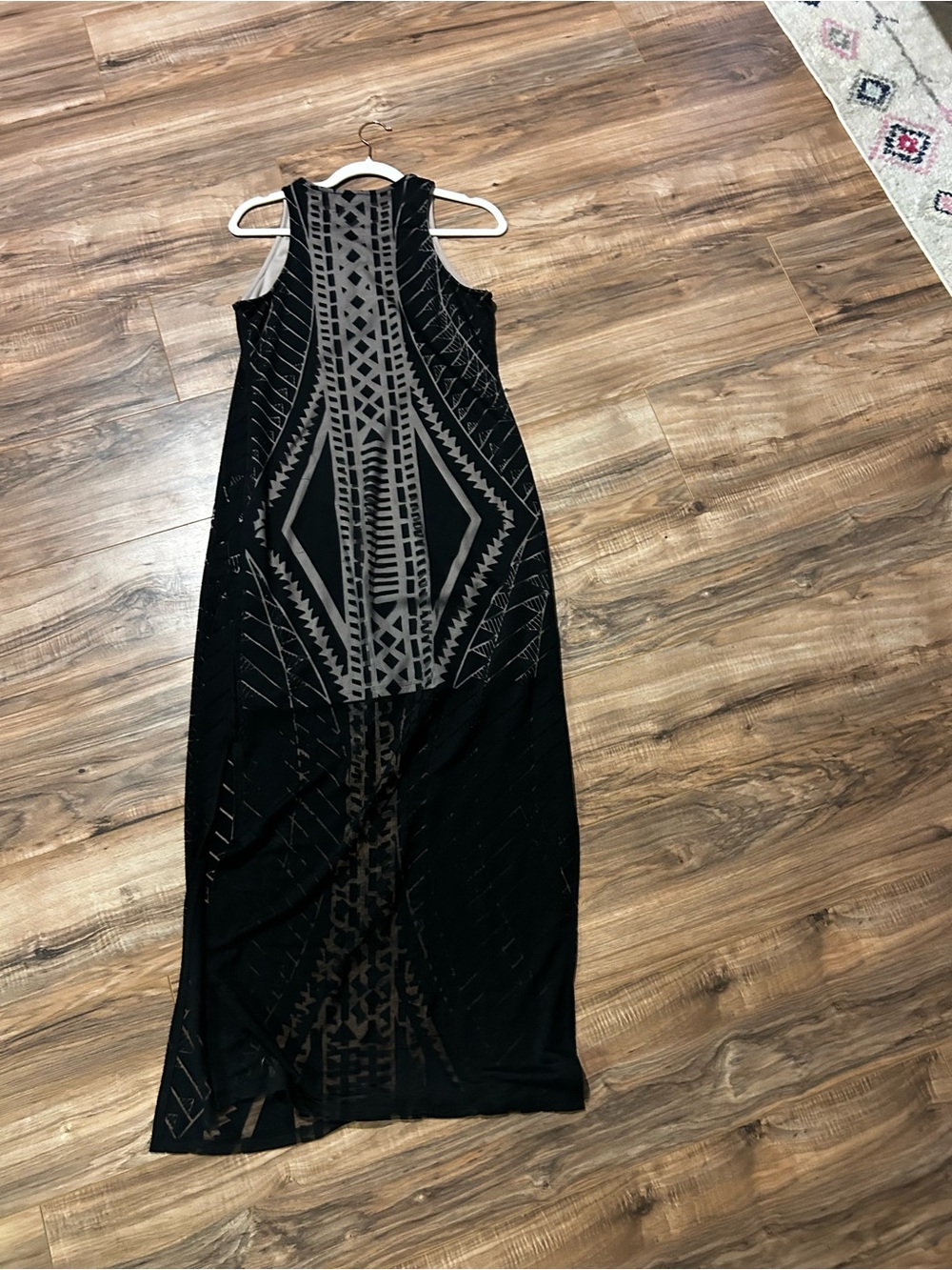 Mossimo Supply Co. Black Maxi Dress with Gray Geometric Print - Picture 3 of 3